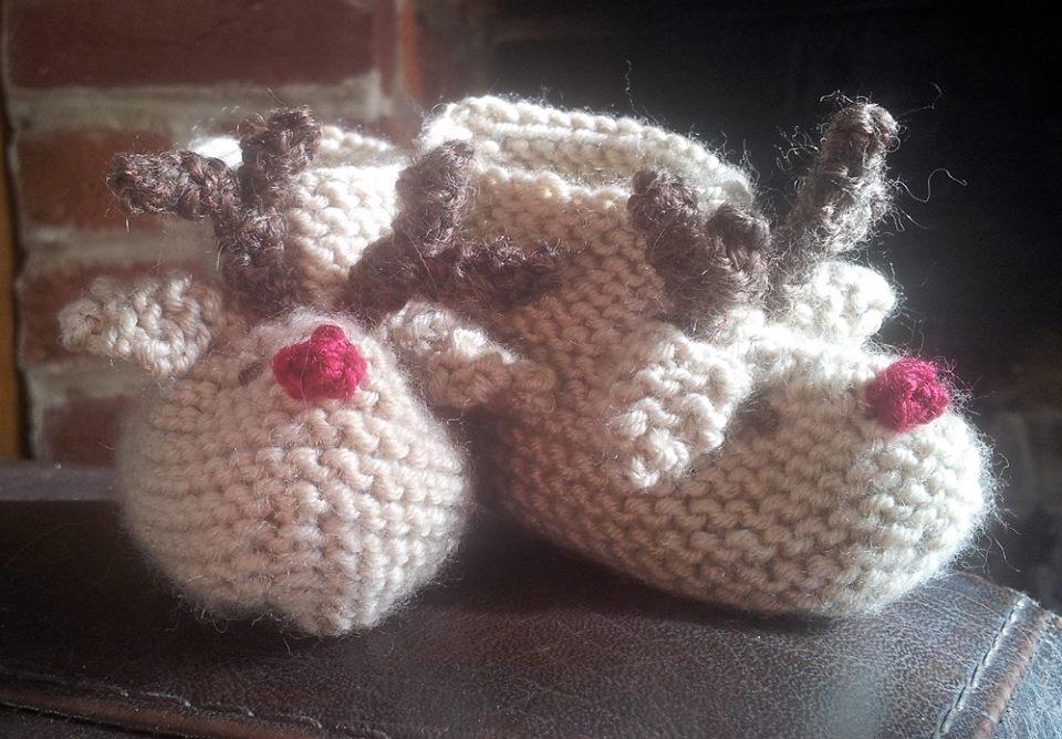 Christmas Reindeer Baby Booties