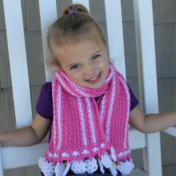 Car or Flower Fringe Textured Crochet Scarf Pattern