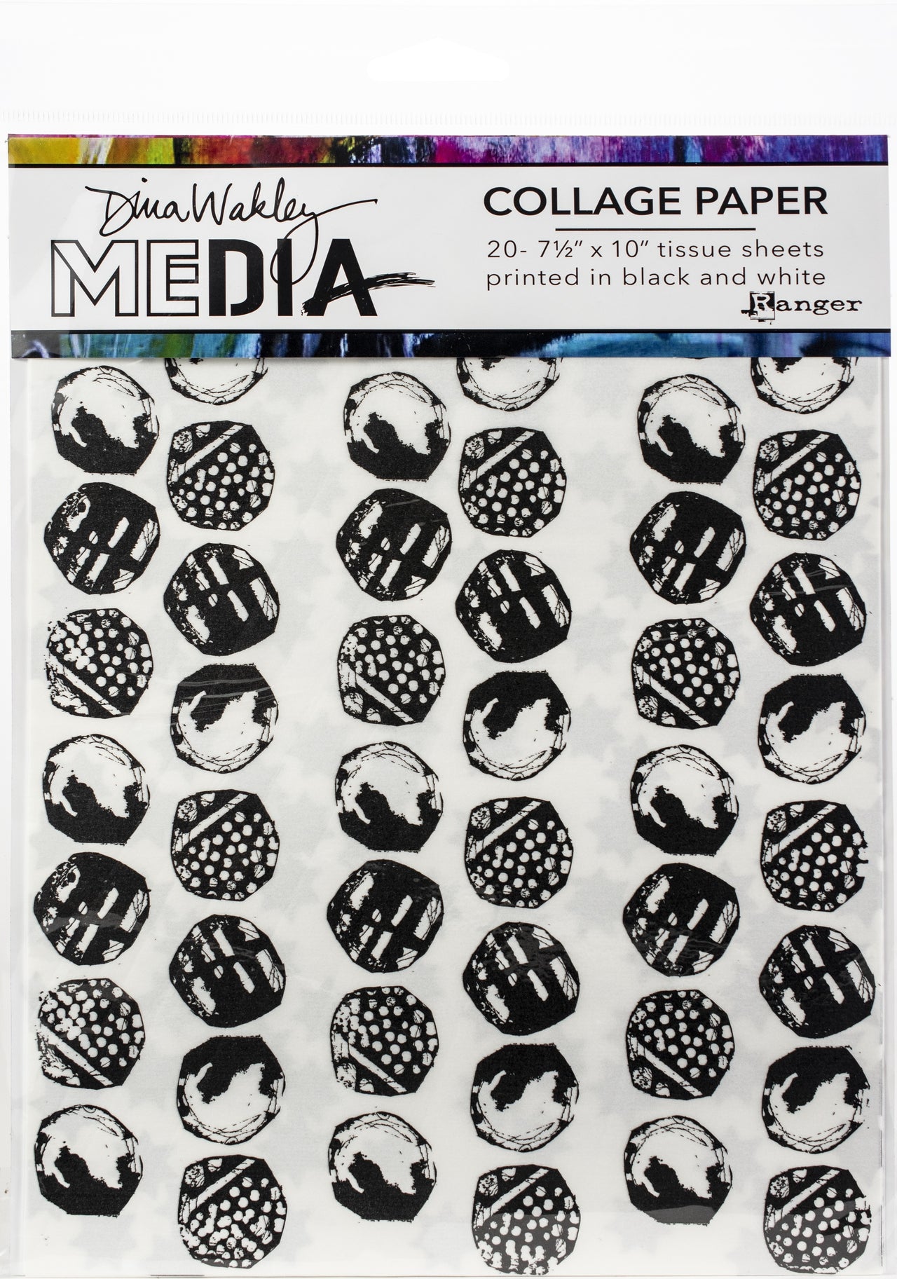 Ranger Dina Wakley Media Collage Tissue Paper  7.5"X10" 20/Pkg - Backgrounds