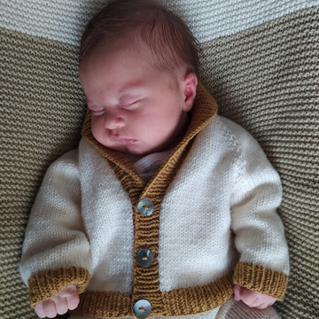 Caress Baby Cardigan Knitting Pattern | 0-24 months