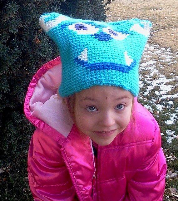 Graphed Beanie - Blue Horned Monsters