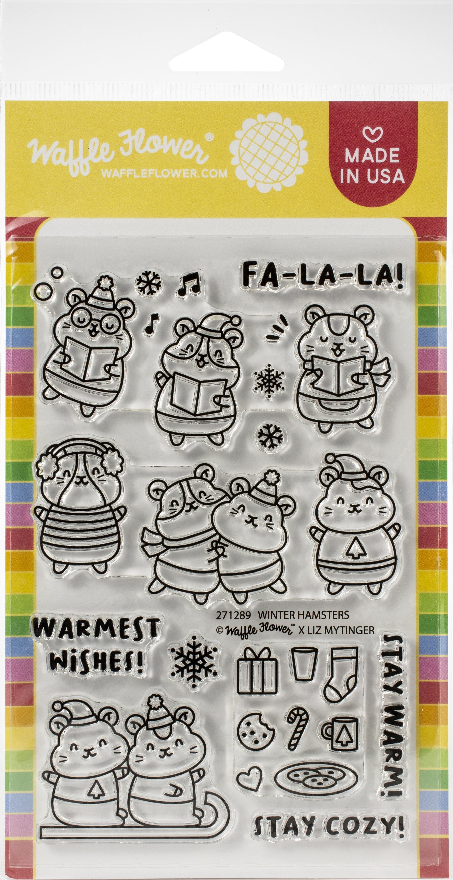 Waffle Flower Crafts Clear Stamps 4"X6" - Winter Hamster