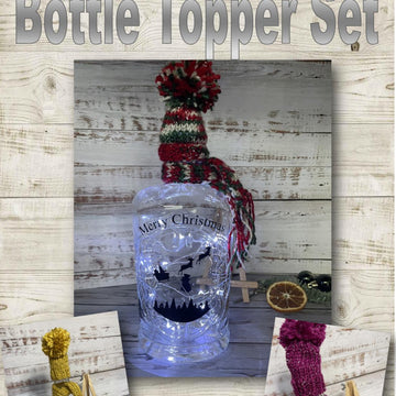 Christmas Bottle Topper Set Knitting Pattern