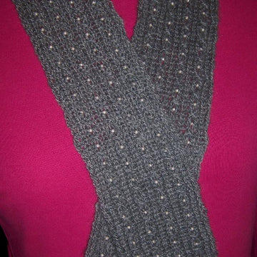 Charcoal Pearls cashmere scarf