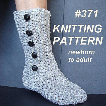 371, KNITTED WOOLY BOOT SLIPPERS, newborn to adult