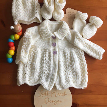 Margaret Matinee Jacket Baby Set Knitting Pattern birth-6 months approx