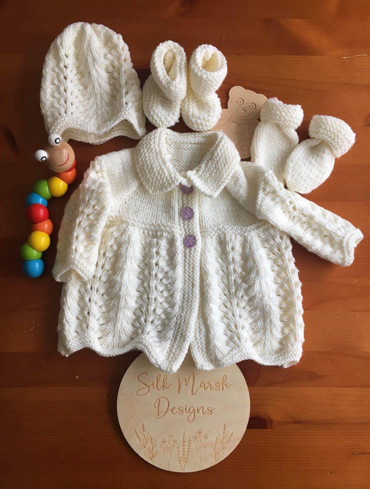 Margaret Matinee Jacket Baby Set Knitting Pattern birth-6 months approx