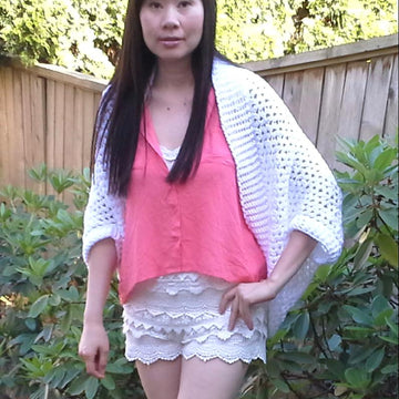 Cluster V-Stitch Lacy Crochet Shrug
