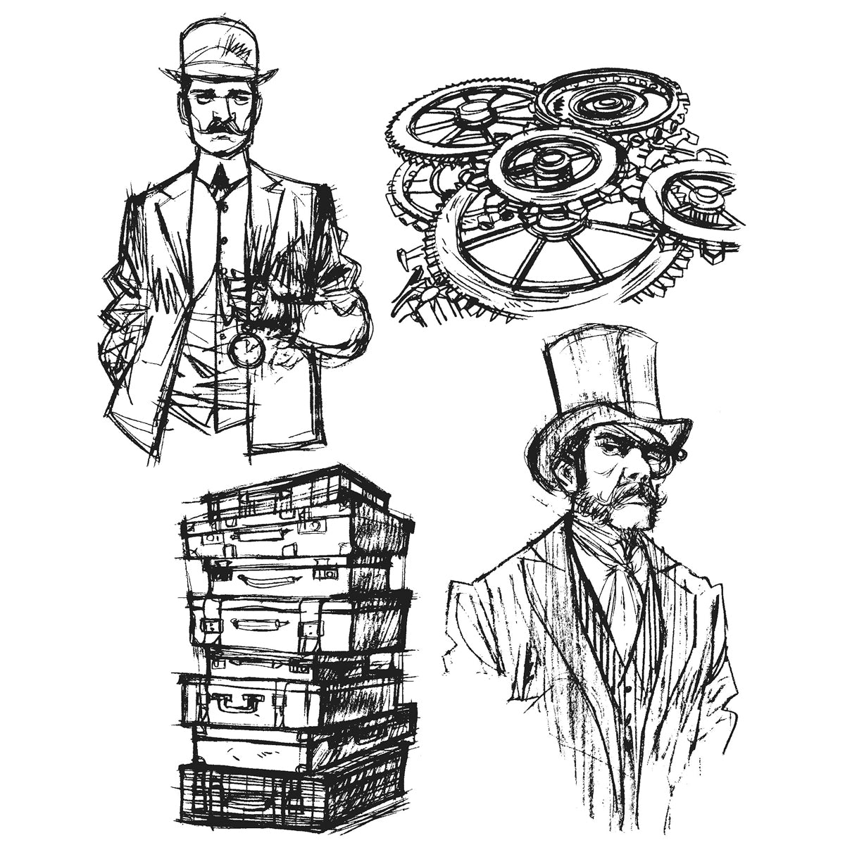 Stampers Anonymous Tim Holtz Cling Stamps 7"X8.5" - Time Travelers