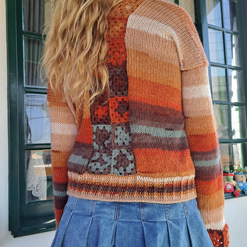 Knitted sweater with granny squares