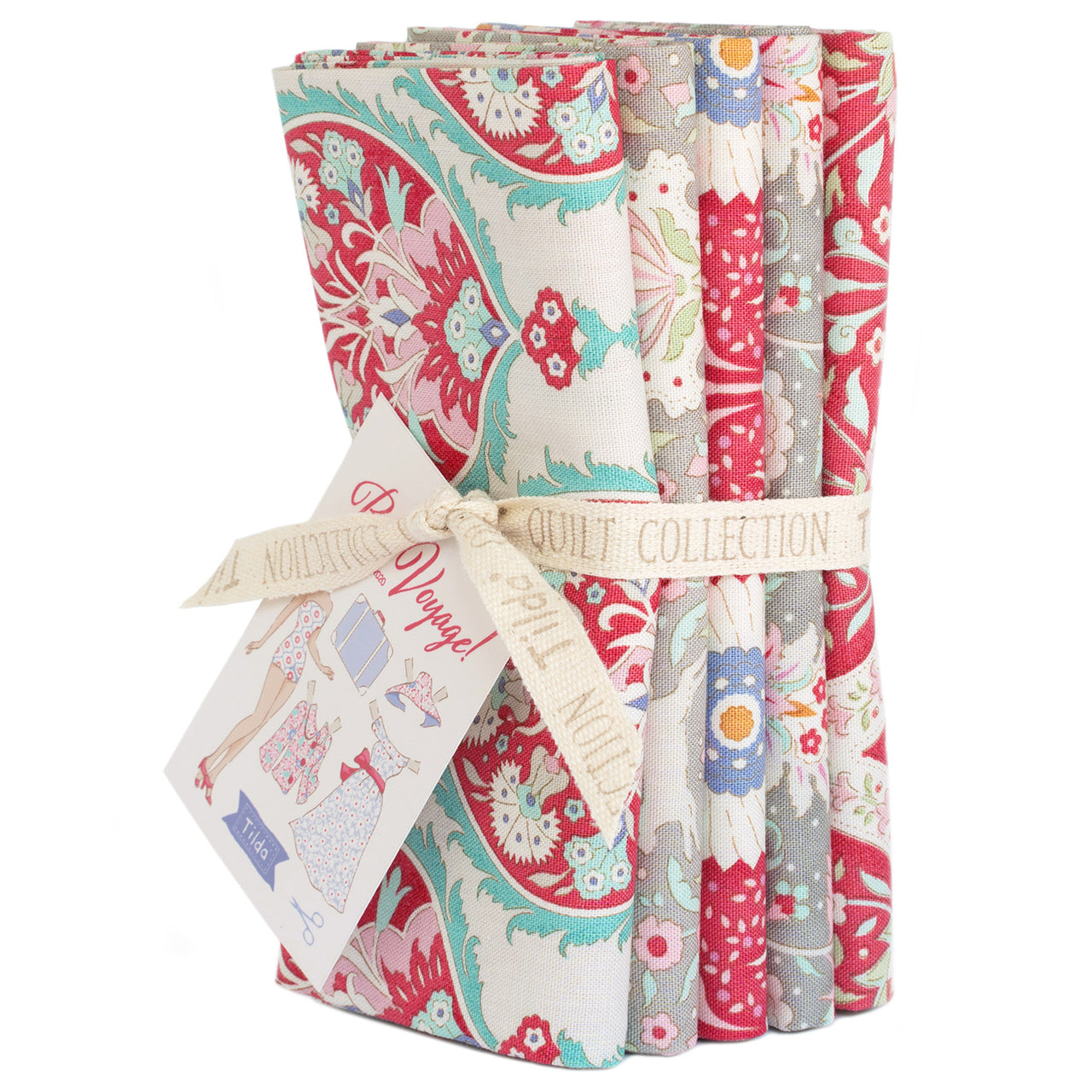 Tilda Bon Voyage Fat Quarter Bundle - Red