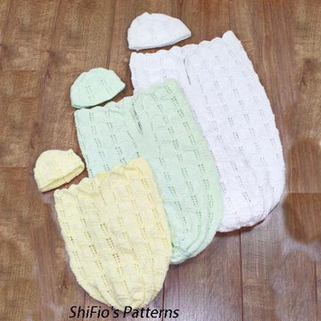 Knitting Pattern Baby Cuddle Sac Cocoon #133