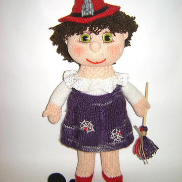 Toy knaitting patterns - Knit a Witch with spider, halloween doll one of a kind