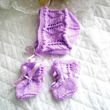 Knitting pattern for Dolls 17-19" matinee coat, dress, bonnet and boots