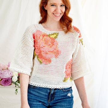 Summer Roses Cross Stitch Top