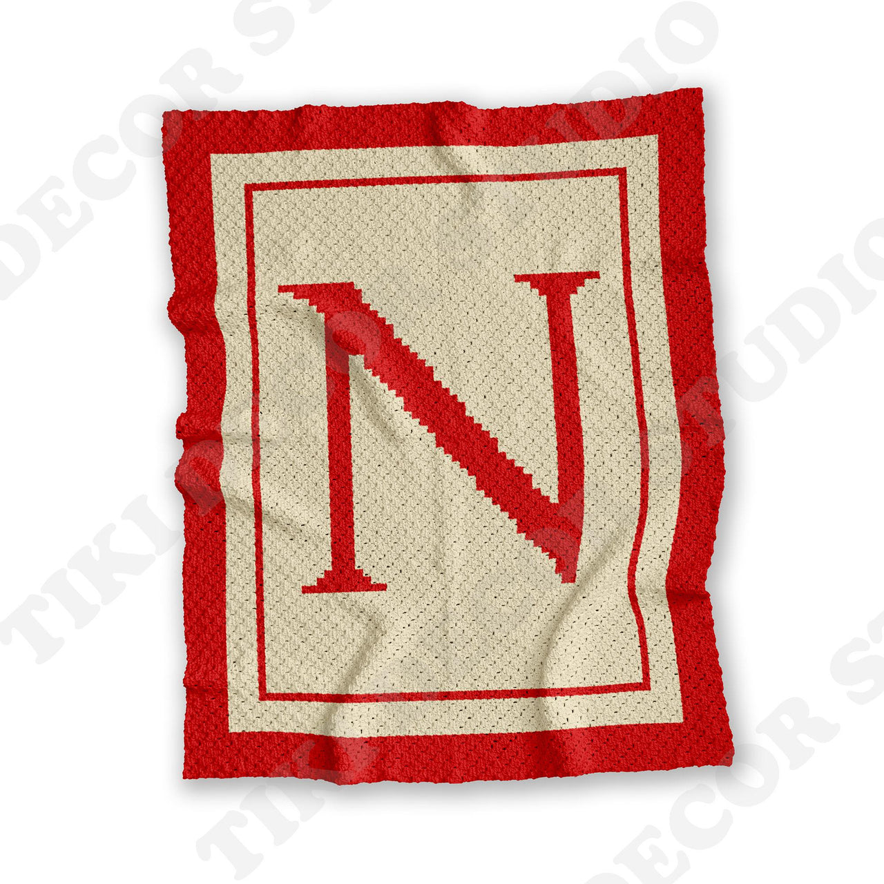 Initial Letter N Baby Shower Blanket C2C CROCHET PATTERN