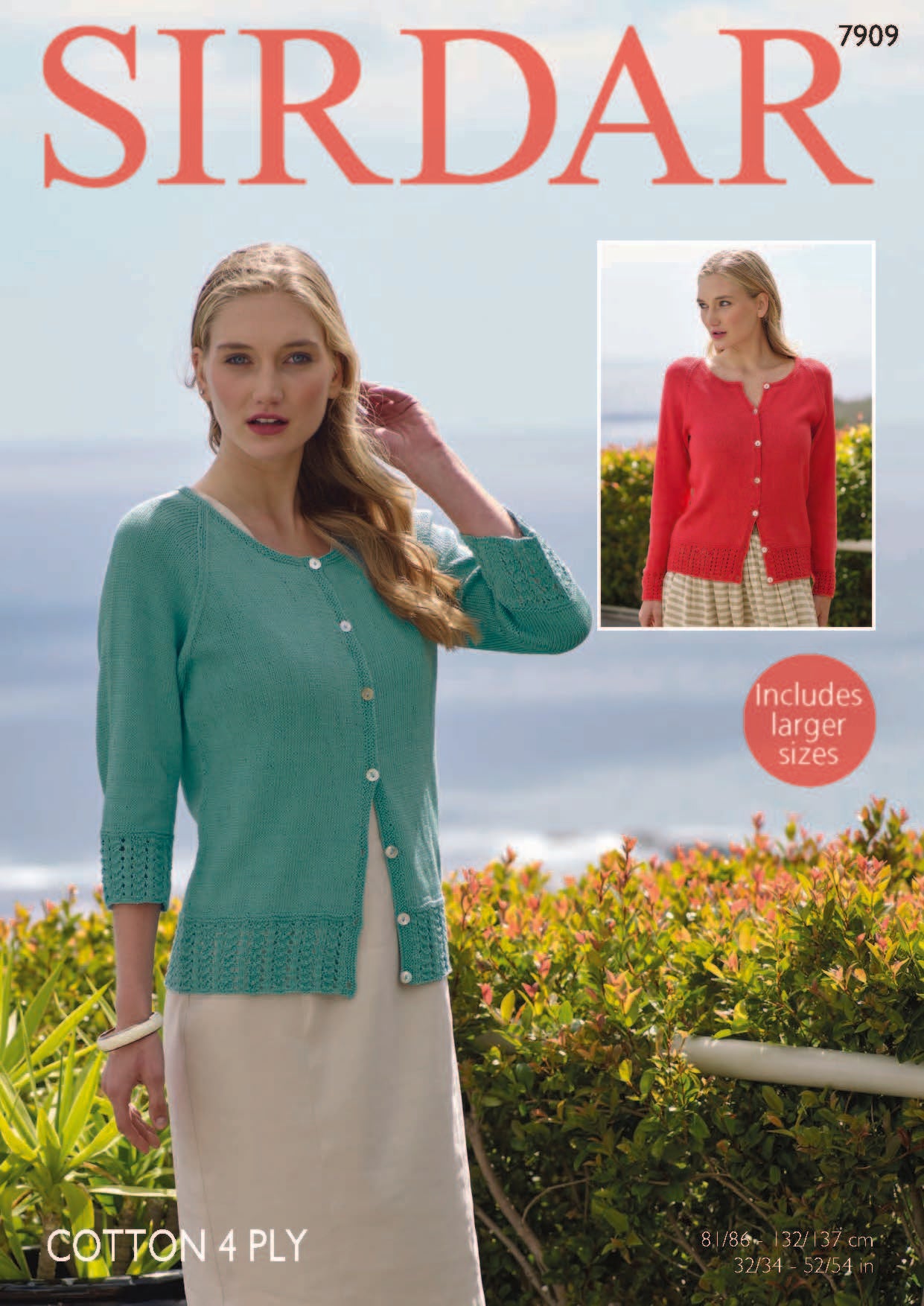 Long and 3/4 Sleeved Cardigans in Sirdar Cotton 4 Ply - 7909 - Downloadable PDF