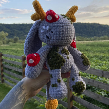 Moss Forest Monster | Crochet Pattern | Fantasy Horned Monster Amigurumi Toy