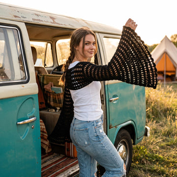 Crochet Mesh Sleeve Sweater Pattern PDF
