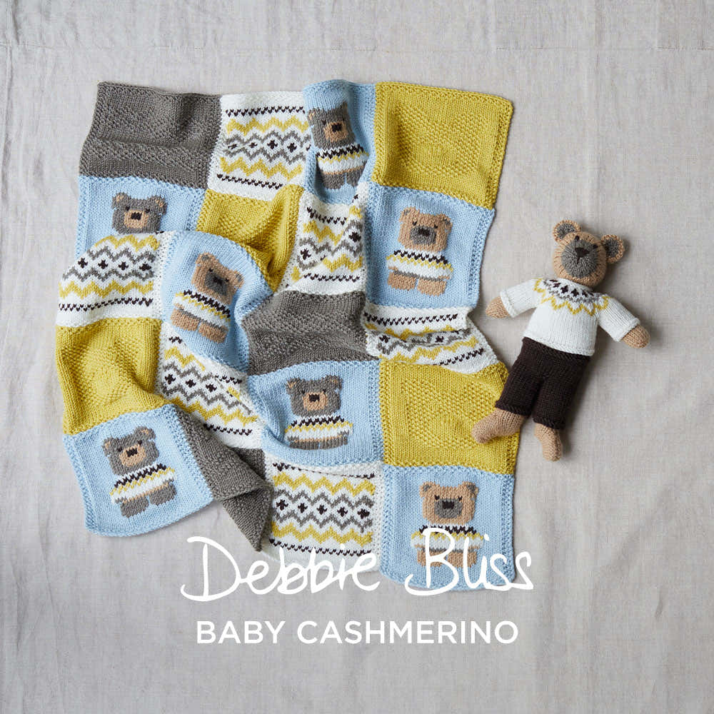 Eddie Teddy Blanket & Bear - Knitting Pattern for Babies in Debbie Bliss Baby Cashmerino