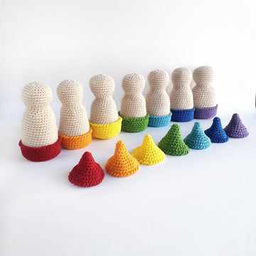 Waldorf rainbow doll in cups