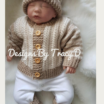 Dylan Baby unisex cardigan, hat and booties knitting pattern