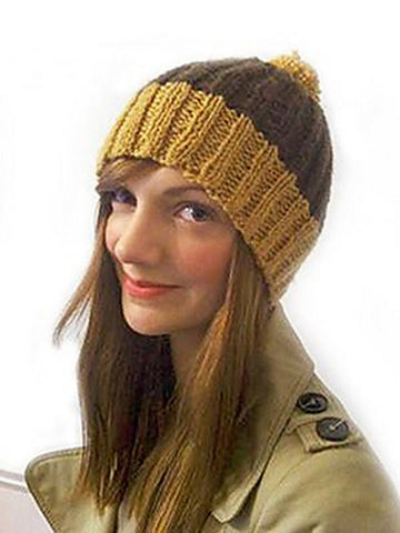 Ribbed Bobble Hat in Debbie Bliss Blue Faced Leicester Aran