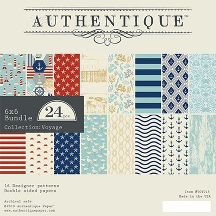 Authentique Paper Authentique Double-Sided Cardstock Pad 6"X6" 24/Pkg - Voyage