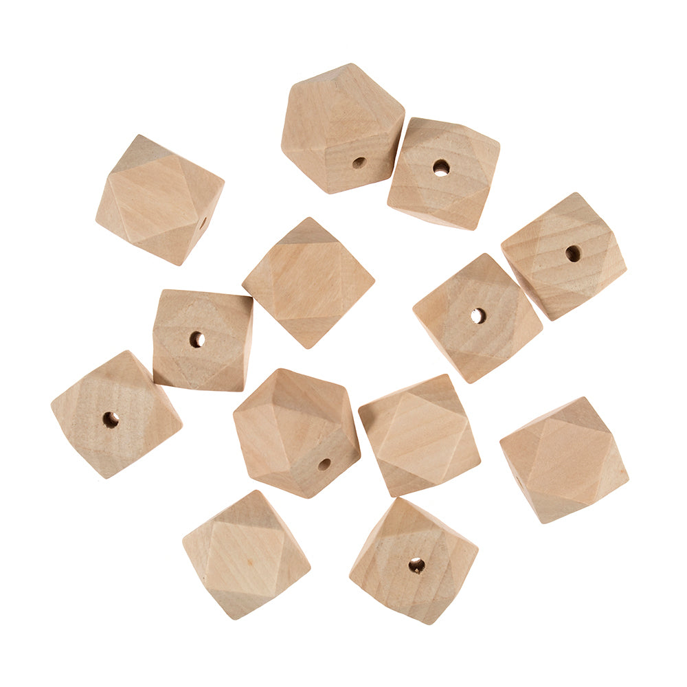 Trimits 50 Piece Wooden Beads: Geo Cut - 30mm