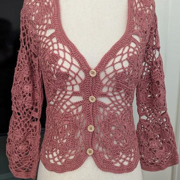 Rosewood Petals Crochet Blouse