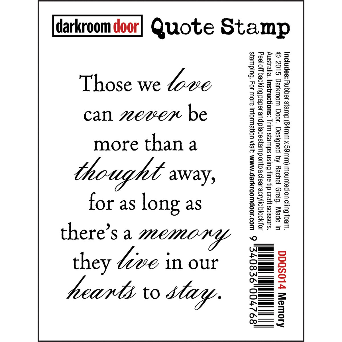 Darkroom Door Cling Stamp 3"X2" - Memory