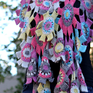 Tunisian Frills n Flowers Scarf
