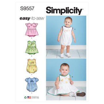 Simplicity Babies' Romper S9557 - Paper Pattern, Size A (XXS-XS-S-M-L)