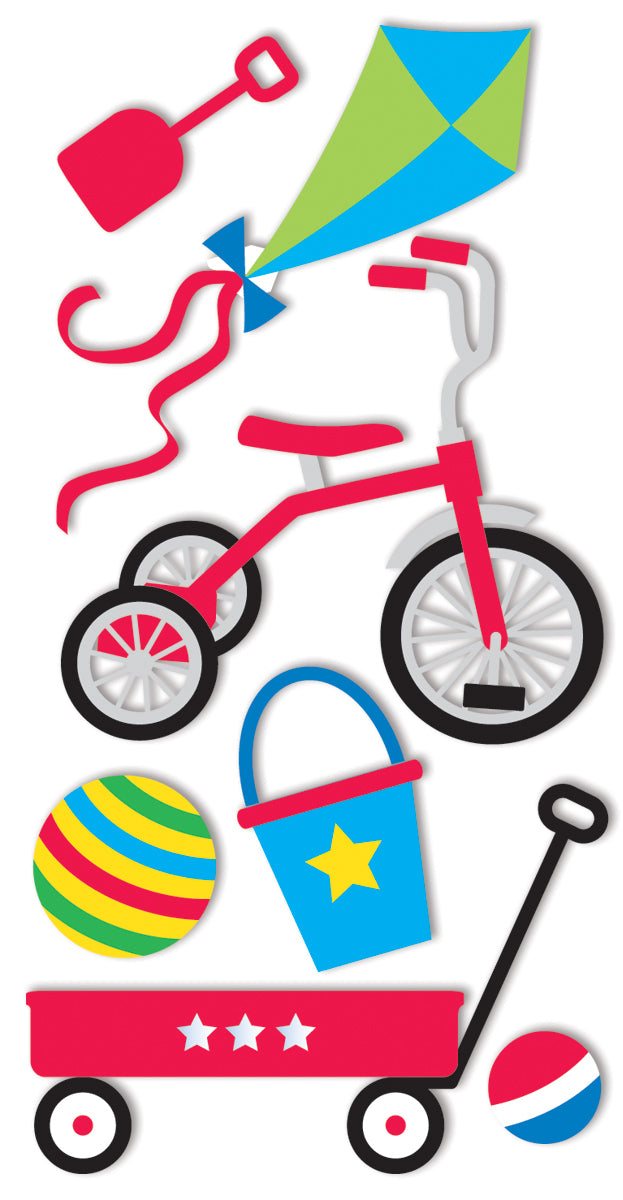 Trends International SandyLion Essentials Dimensional Stickers - Trike, Wagon & Balls