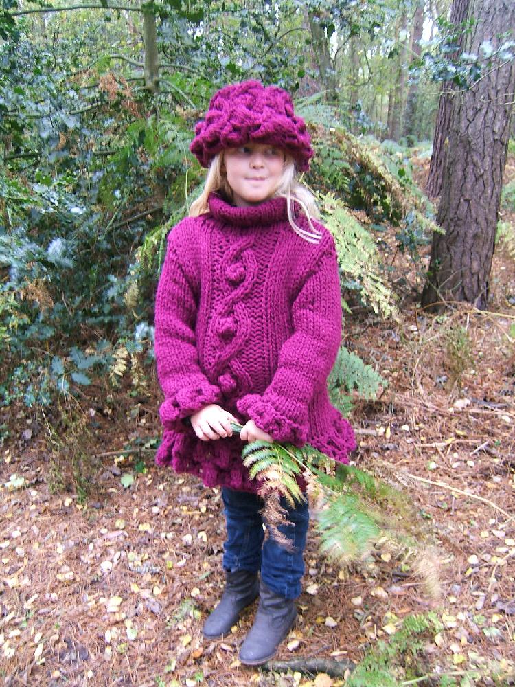 "Woodland Berry" Child's Sweater & Brimmed hat