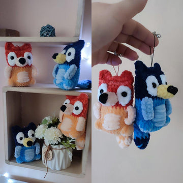 Heeler dog keychains crochet pattern