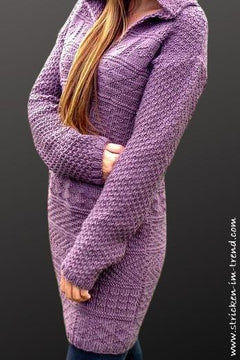 Knitting Pattern Hooded Sweater Dress Carpe Diem | Textured Knit Dress PDF