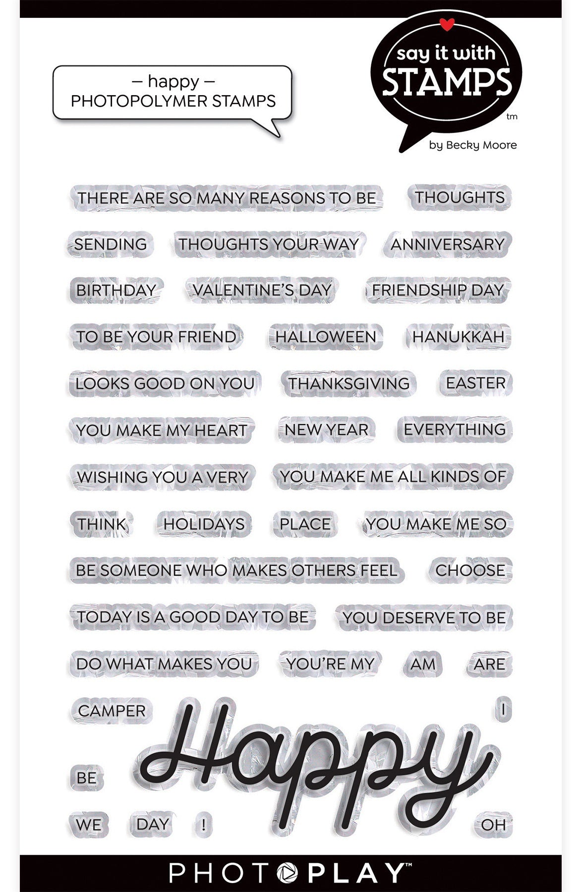 Photoplay Paper PhotoPlay Say It With Stamps Photopolymer Stamps - Happy