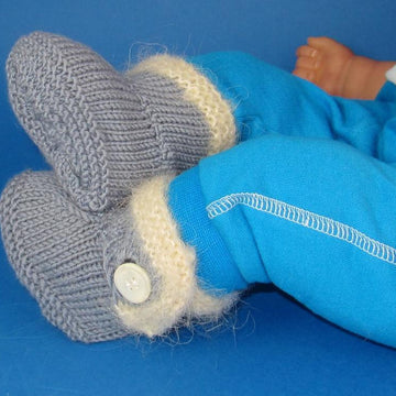 Baby Short Fur Trim One Button Booties (Bootees)