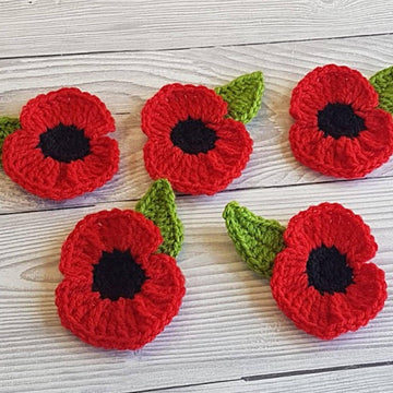Bundle of 3 Remembrance Poppy Flowers Crochet Patterns