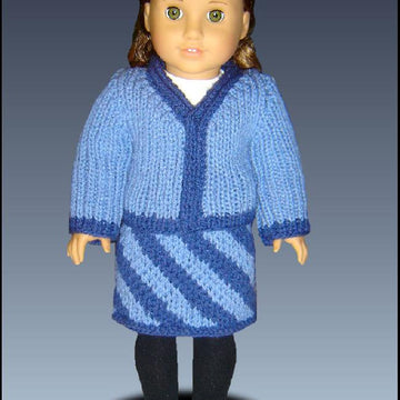 Knitting pattern. Fits American Girl Doll and 18 inch doll. blazer and Skirt. 039