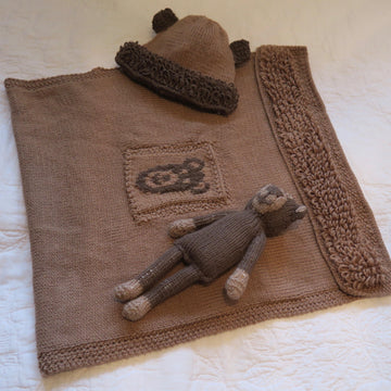 Brown Bear Baby Car Seat Blanket with Hat & Toy