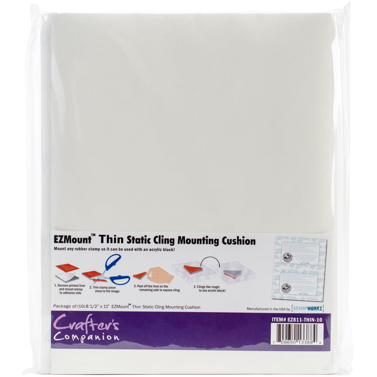 Crafter's Companion EZMount Static Cling Mounting Foam 8.5"X11"  10/Pkg - For Stamps Already W/Foam