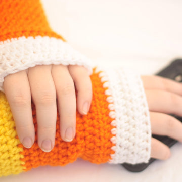 Candy Corn Fingerless Mitts