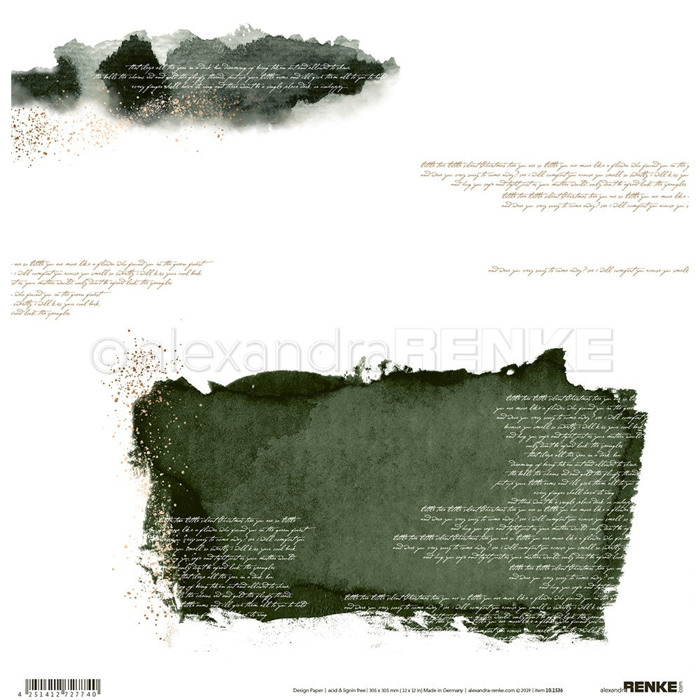 Alexandra Renke Abstract Design Paper 12"X12" 25/Pkg - Dark Green Watercolors