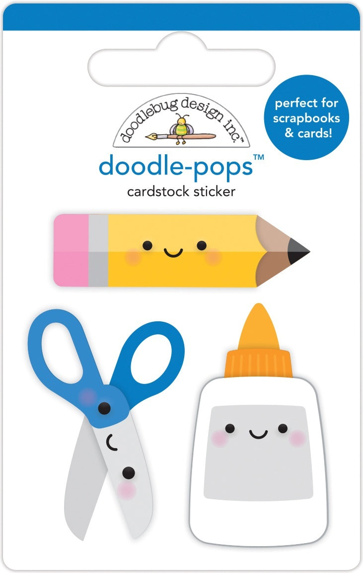 Doodlebug Doodle-Pops 3D Stickers - Cut & Paste, School Days