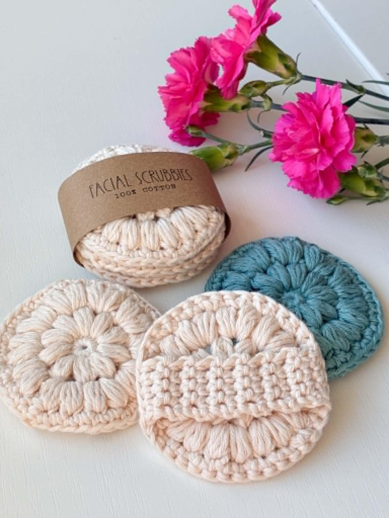 Crochet facial scrubbies
