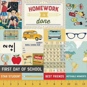 Authentique Paper Scholastic Double-Sided Cardstock 12"X12" - #7 School Cut-Apart Images