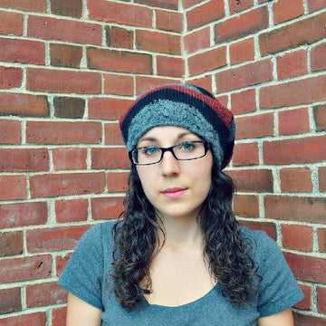 Owl Rib Slouchy Striped Beanie