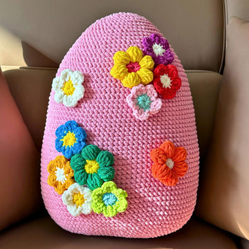 Egg Pillow with 3D Flowers